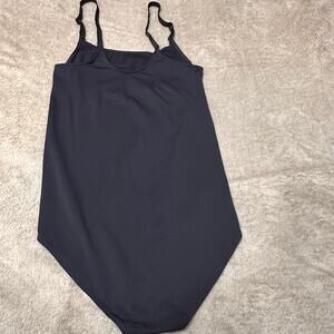 Jockey Black Bodysuit Size Large Adjustable Strap Stretch Snap Bottom